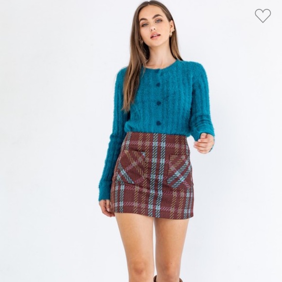🍁Front Pocket Plaid Fall Mini Skirt - Picture 3 of 9